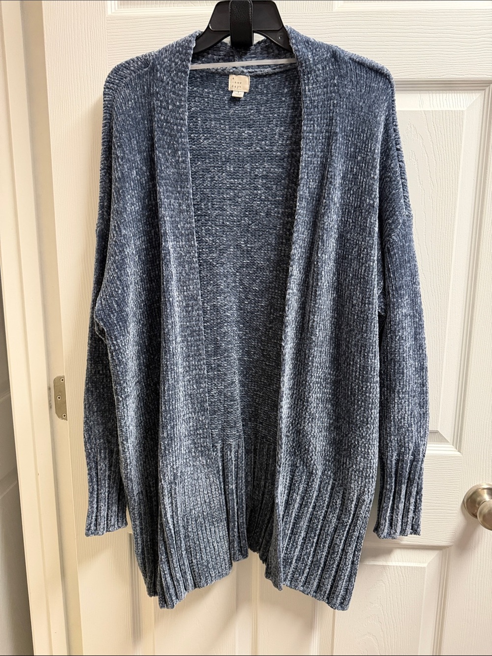 a new day Open-Front Chenille Cardigan - Heathered Blue